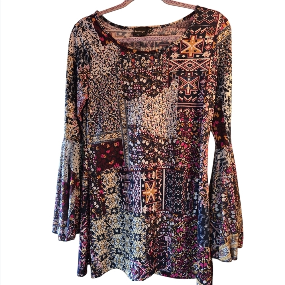 La Vanya Women's Patchwork Top-Size Medium